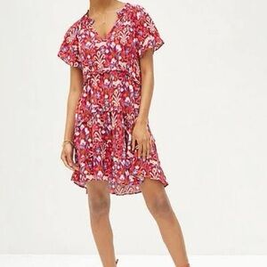 Anthropologie Red and Purple Floral Dress
